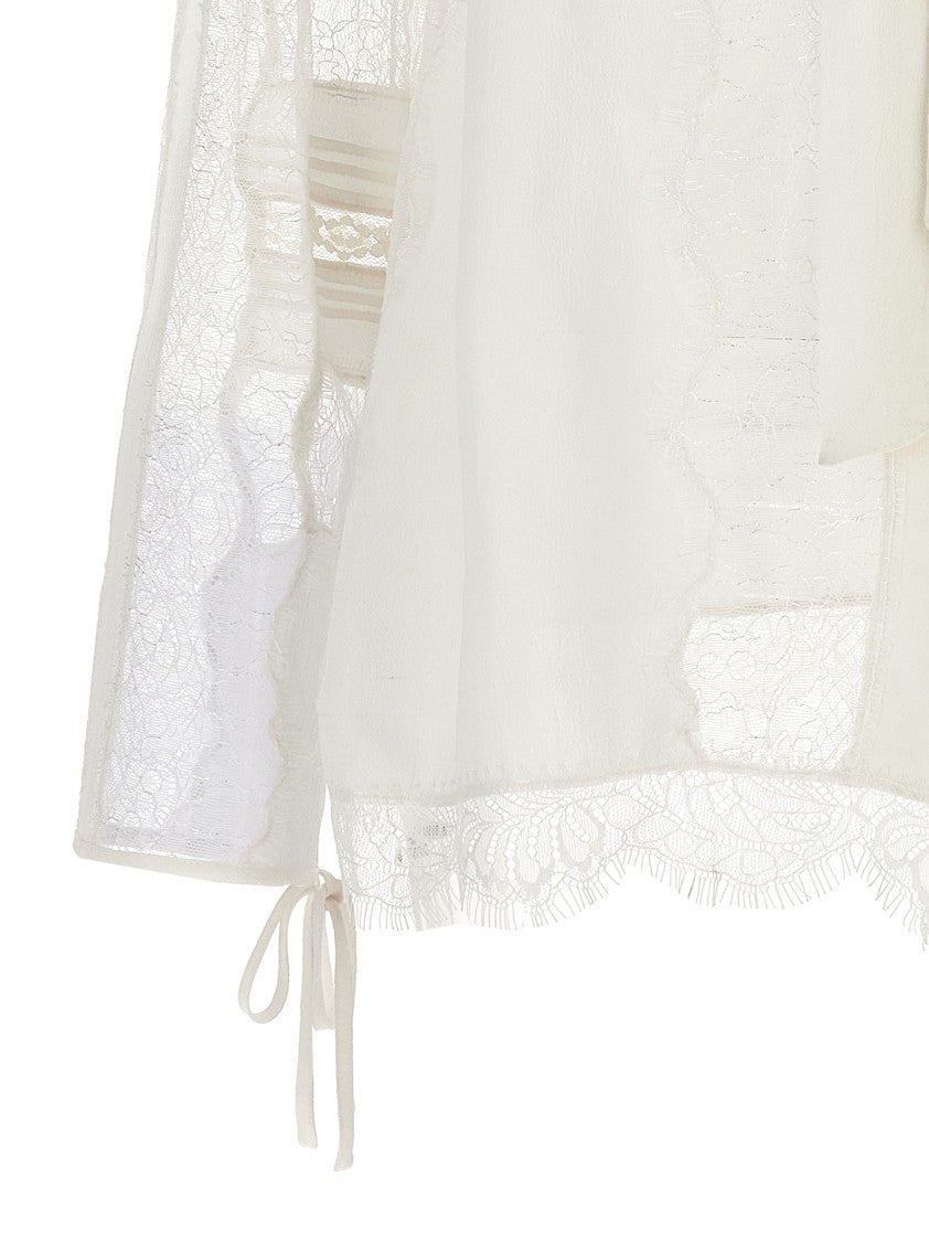 P.A.R.O.S.H. Viscose Lace-Inset Shirt With Bow Accents