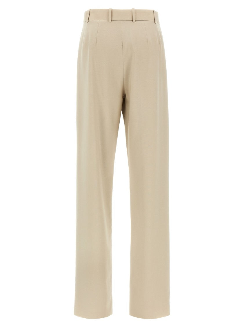 Saint Laurent Wide Leg Wool Trousers With Silk Lining And Stretched Pleats