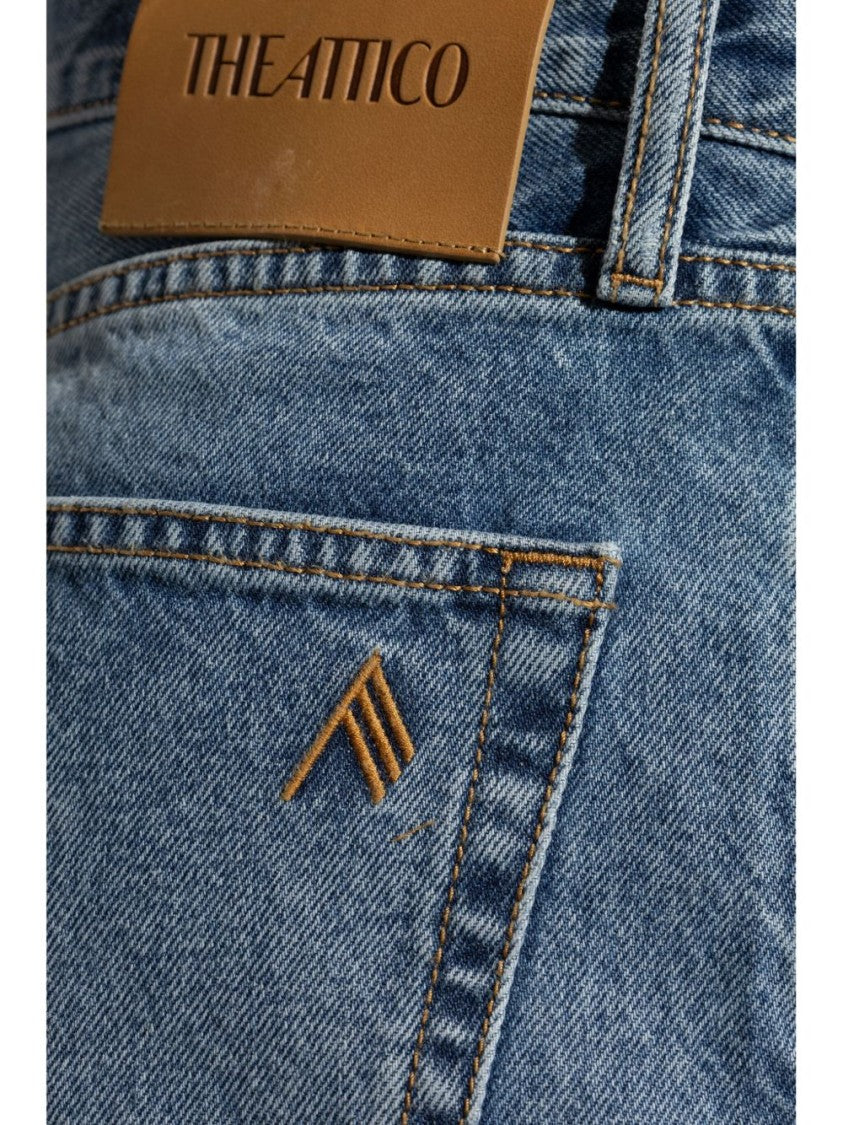 The Attico Extra Long Faded Blue Denim Jeans