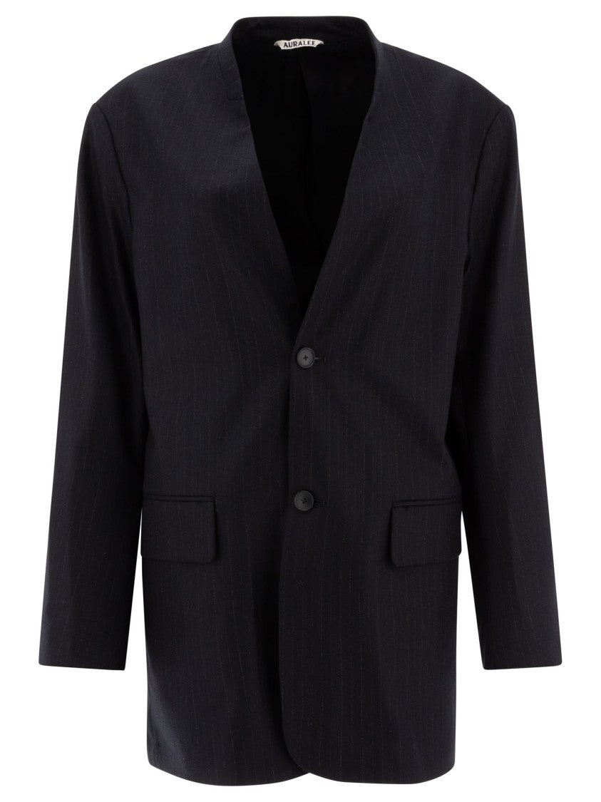 Auralee Elegant Blue Tailored Jacket