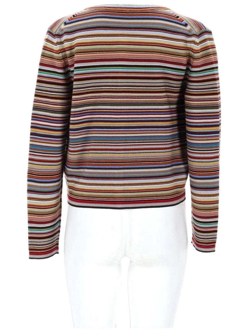 Paul Smith Fitted Cardigan In Vibrant Horizontal Stripe Pattern
