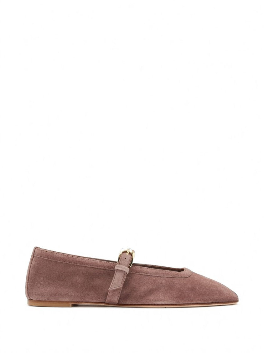 Stuart Weitzman Pointed Toe Adjustable Suede Flats
