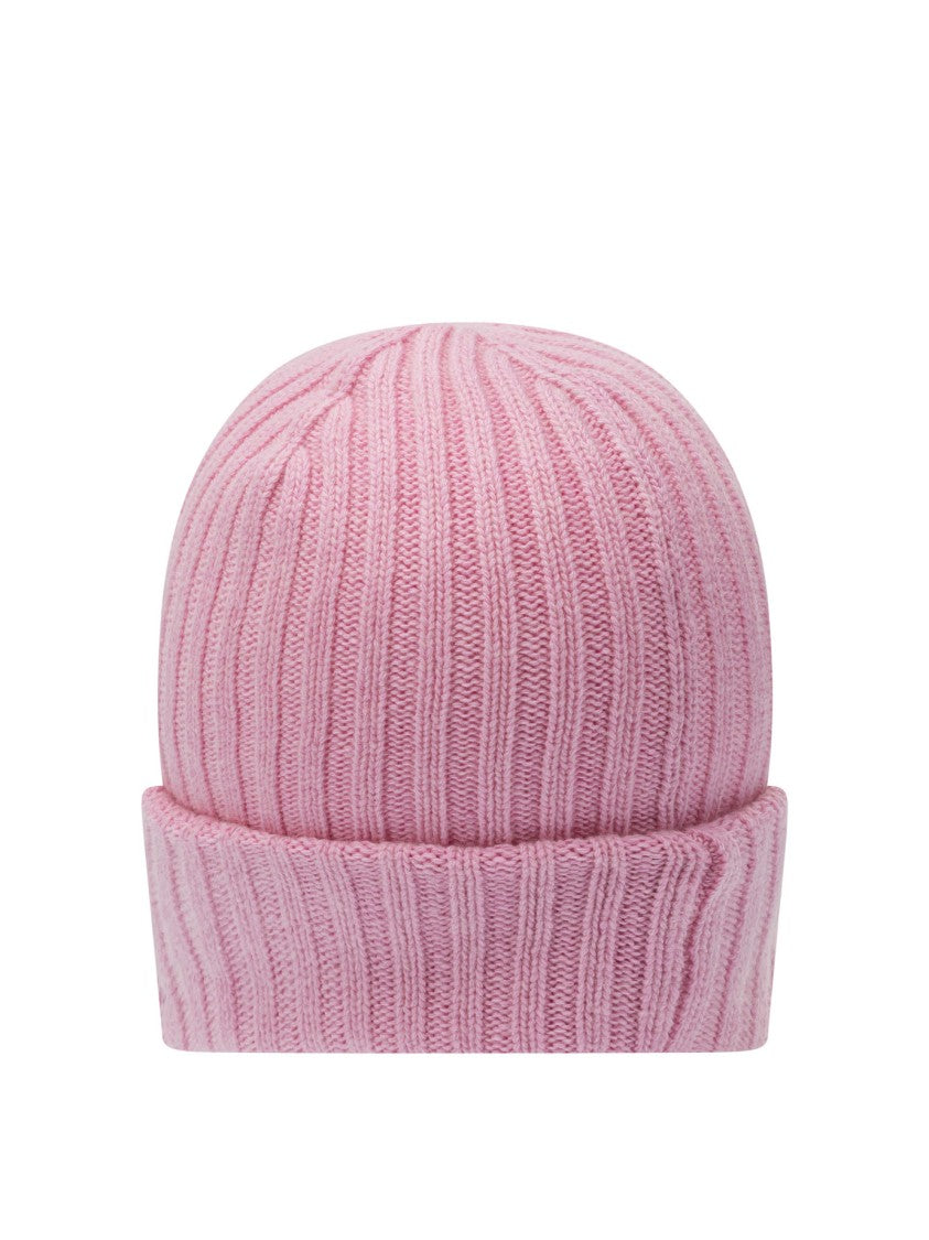 Ganni Fitted Wool Blend Beanie With Ribbed Cuff