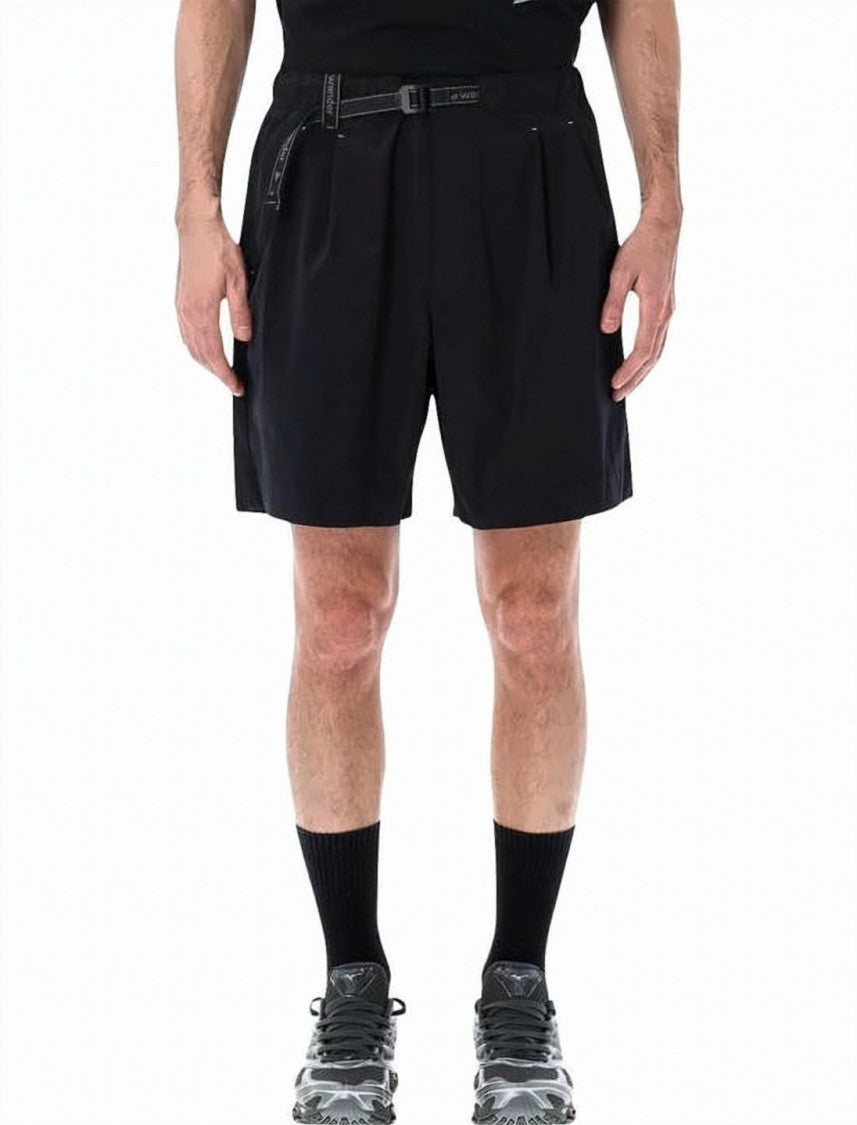 And Wander Black Shorts With Pleated Front And Adjustable Belt