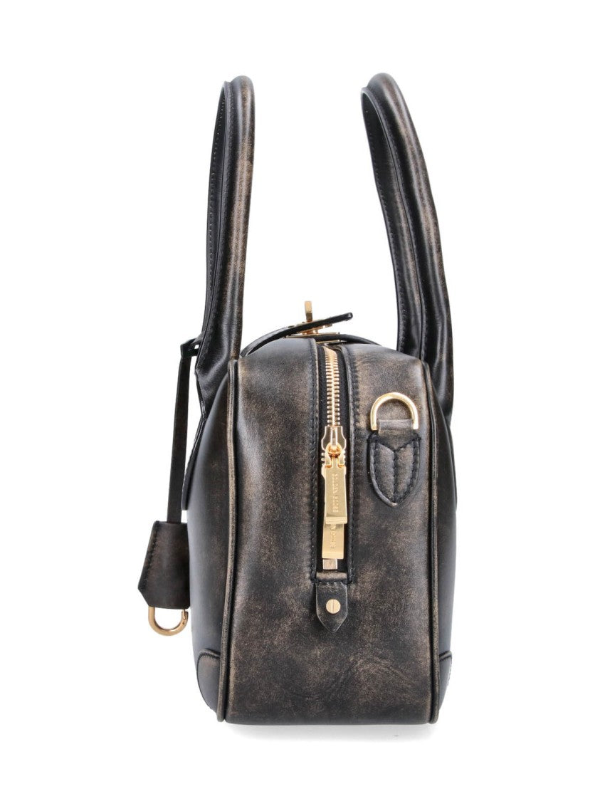 Golden Goose Structured Rectangular Handbag With Vintage Distressed Leather Finish