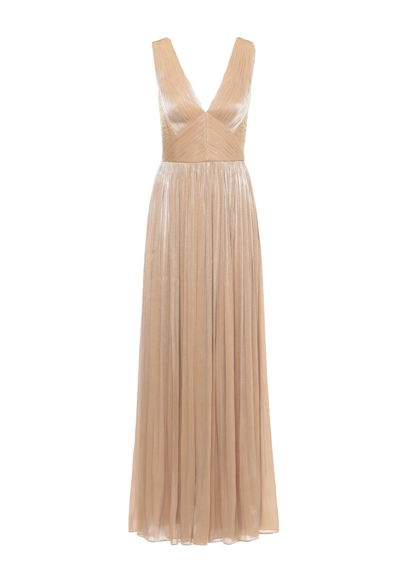 Costarellos Lurex Georgette Maxi Dress With Deep V-Neckline