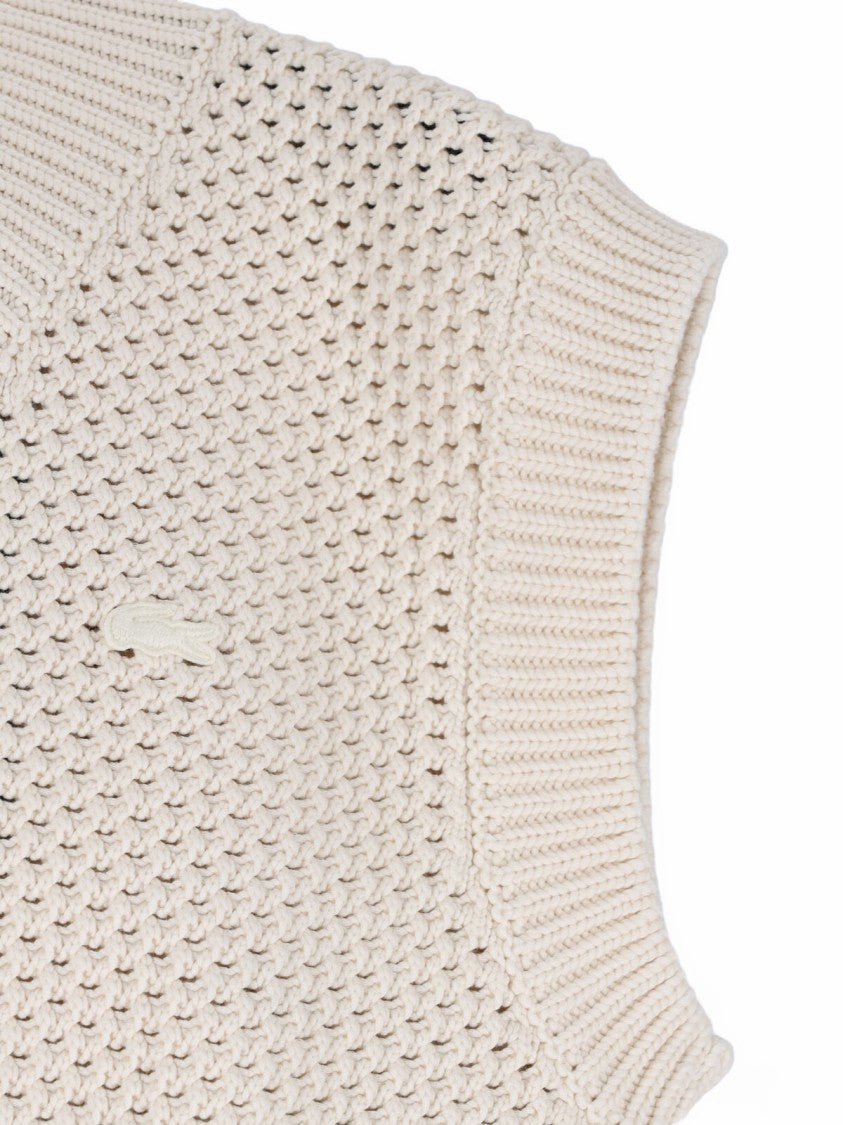 Lacoste Multicolor Striped Piquet Cotton Blend Vest