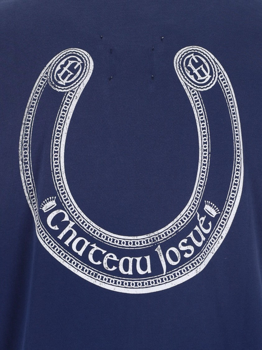 Gallery Dept. Vintage-Style Blue Cotton T-Shirt With Contrast Logos