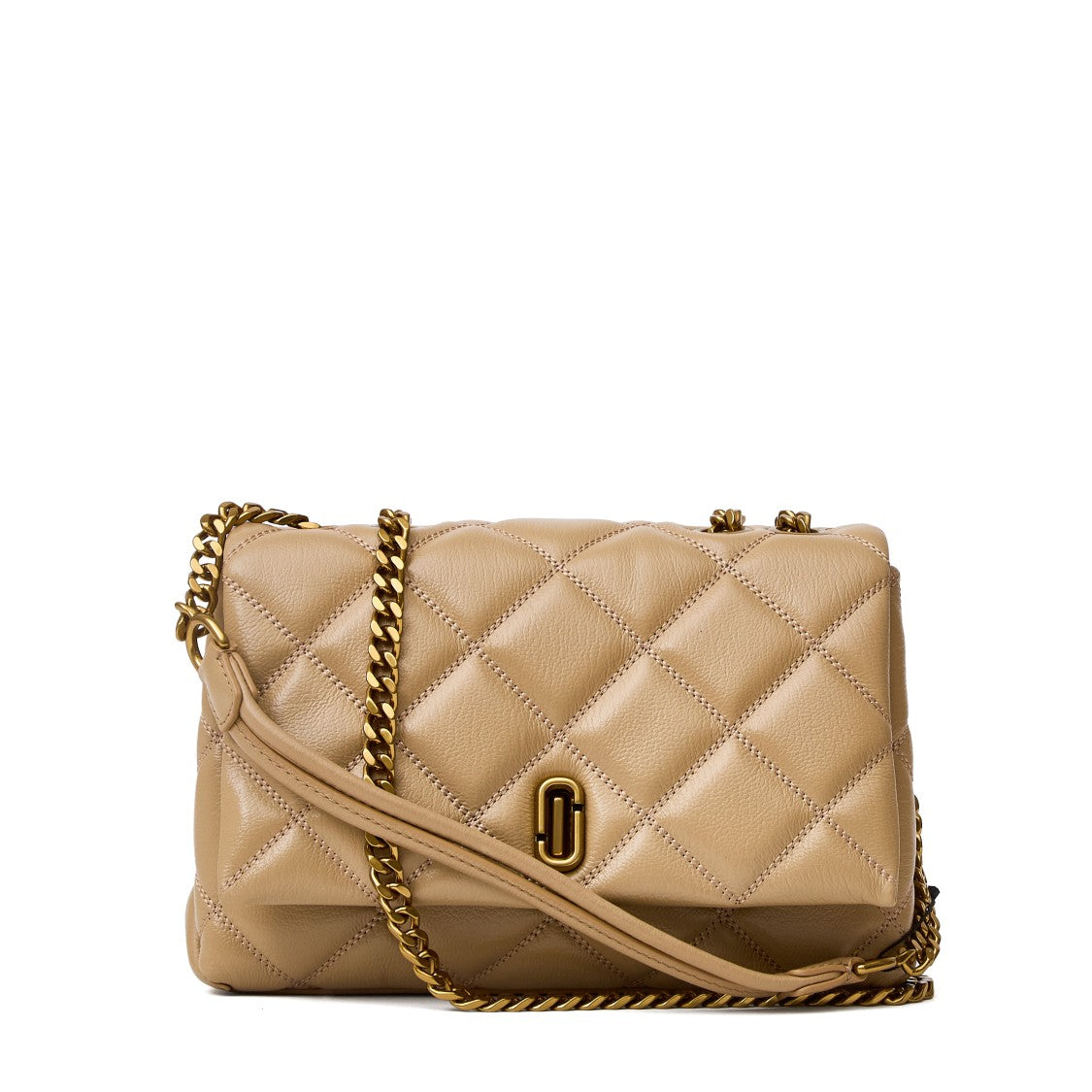 Marc Jacobs Quilted Leather Dual Chain Shoulder Bag With Turn-Lock Closure