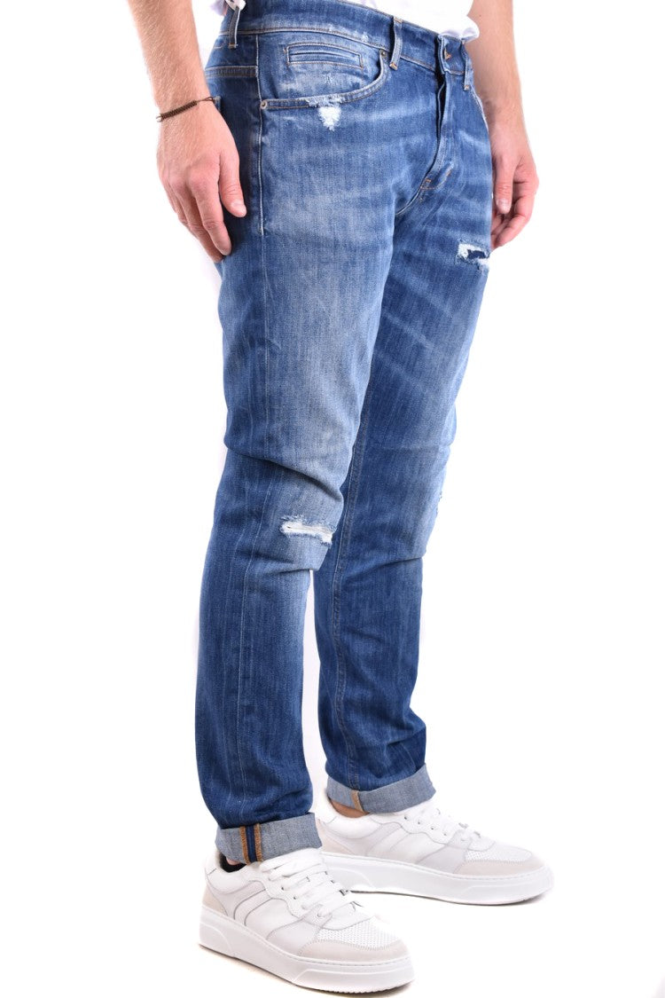 Dondup Distressed Blue Denim Slim Fit Jeans
