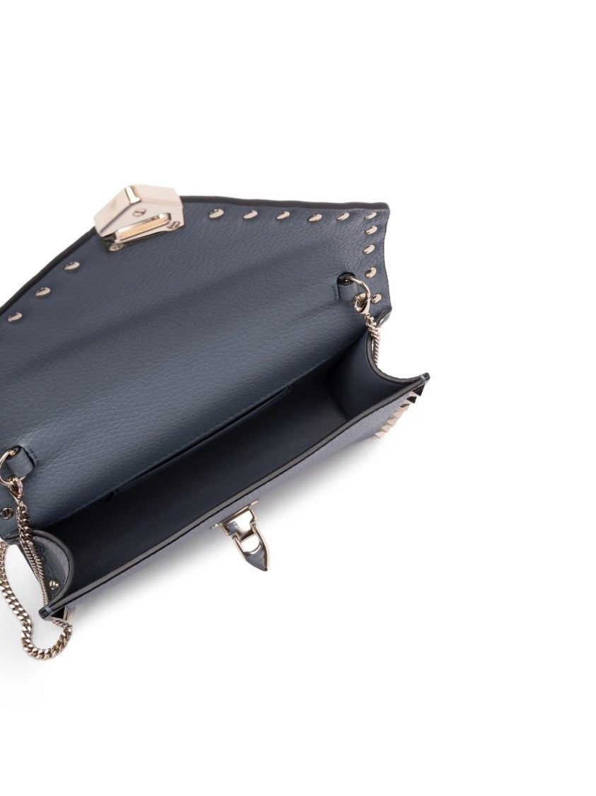 Valentino Blue Structured Studded Envelope Mini Bag