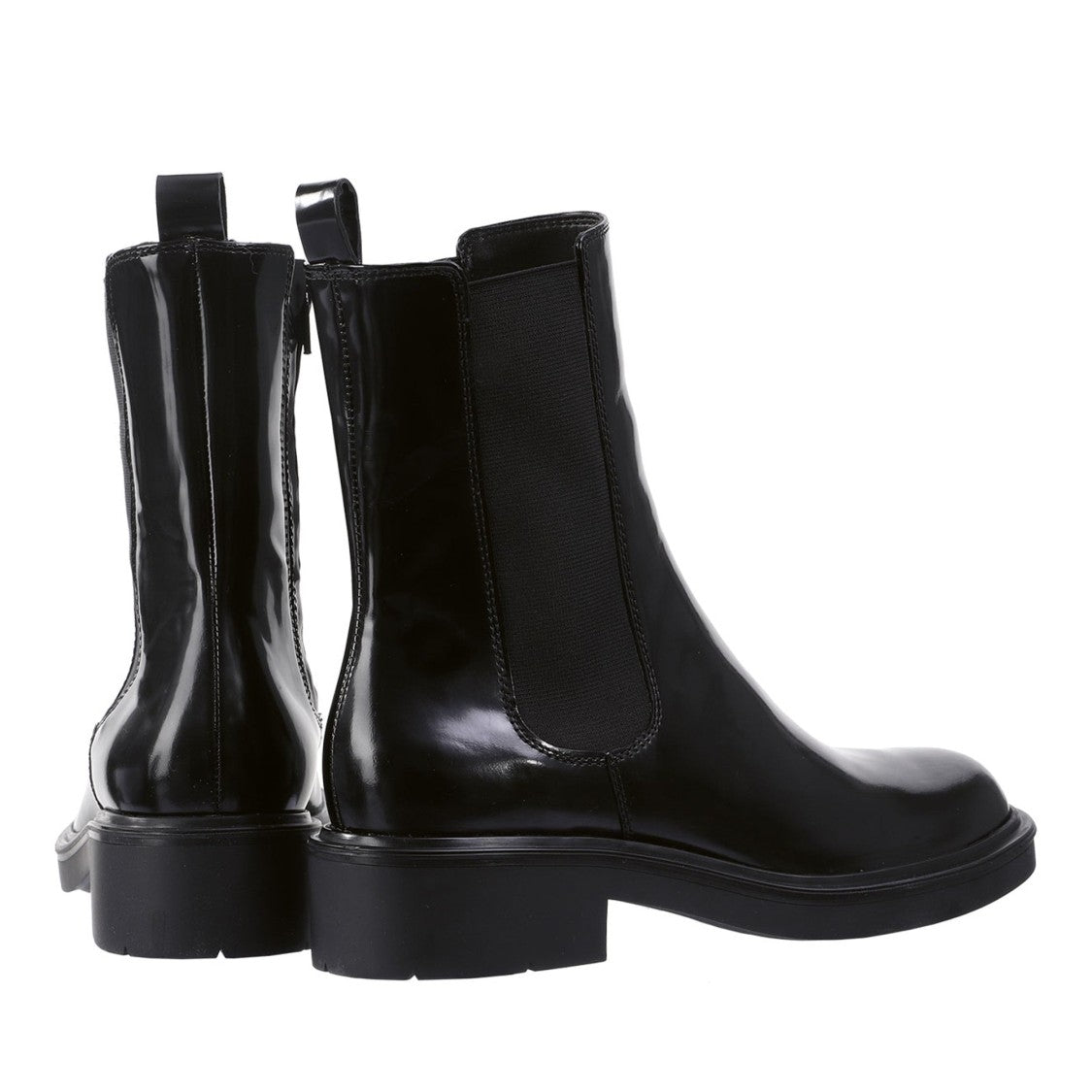 Högl Black Edward Polished Elastic Side Panels Leather Ankle Boots