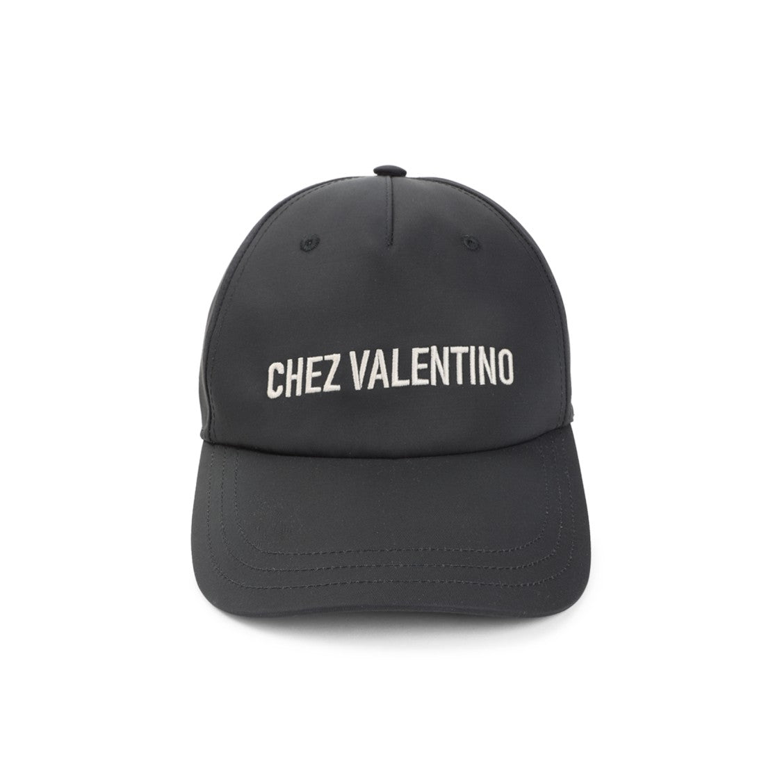 Valentino Garavani Curved Brim Black Baseball Cap With Embroidered Detailing