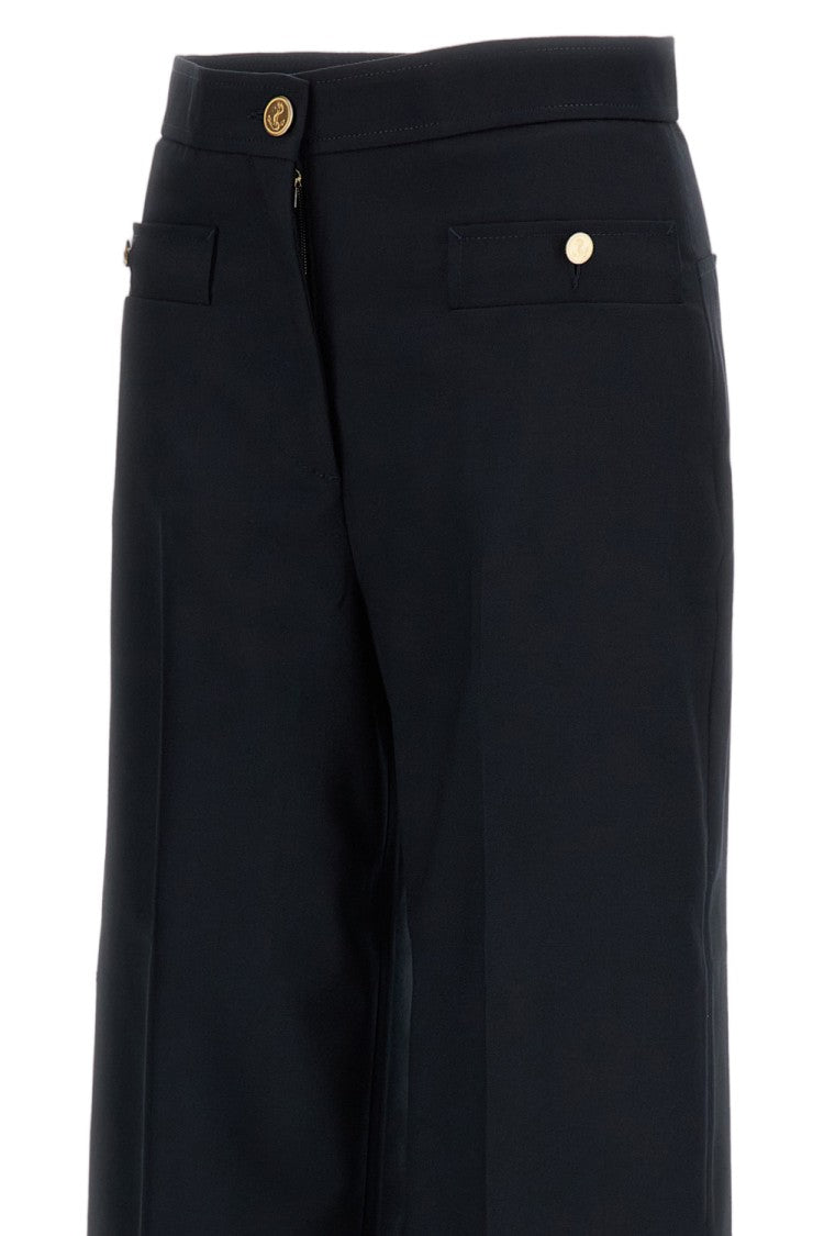 Thom Browne Navy Blue Tailored Hopsack Wool Straight-Leg Pants