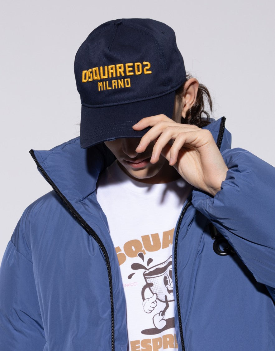 Dsquared2 Navy Blue Milano Logo Cotton Baseball Cap