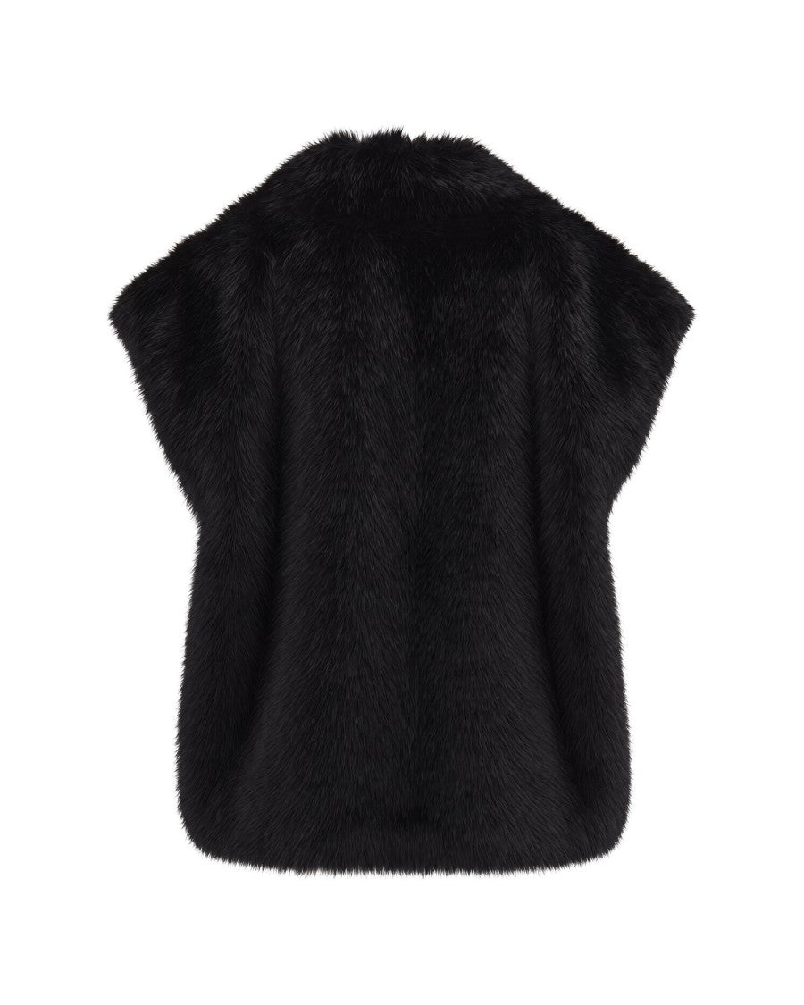 Stand Studio Black Kinley Oversized Faux Fur Gilet