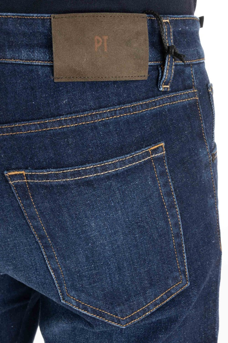 Pt Denim Dark Wash Camoscio Carrot Fit Jeans