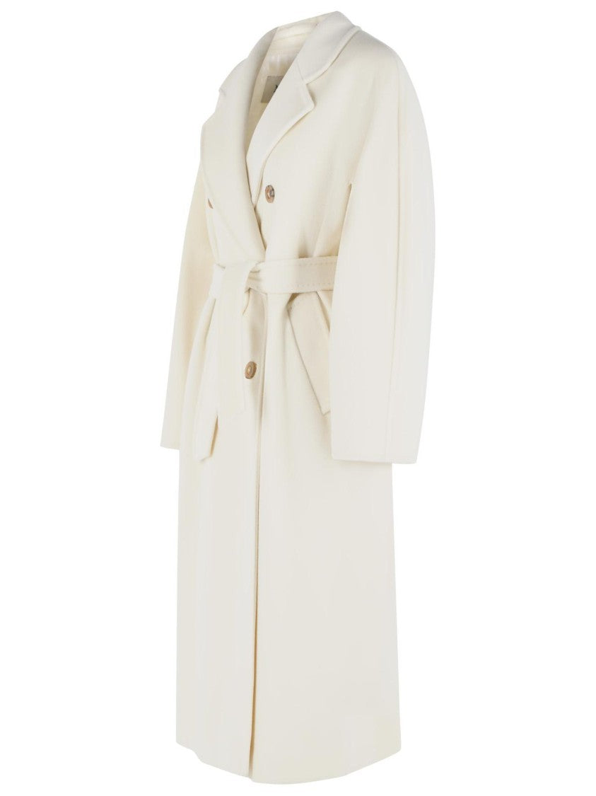 Max Mara Madame' Virgin Wool And White Cashmere Coat
