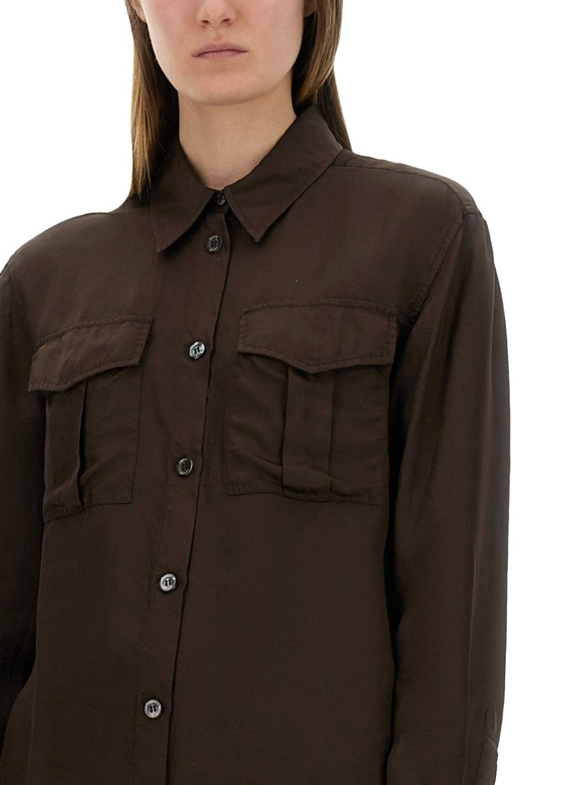 Aspesi Brown Relaxed-Fit Shirt With Classic Collar