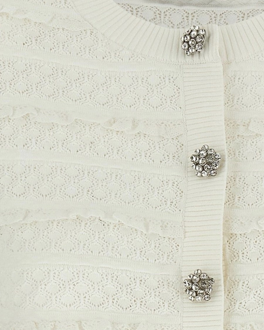 Self-Portrait White Textured Cardigan