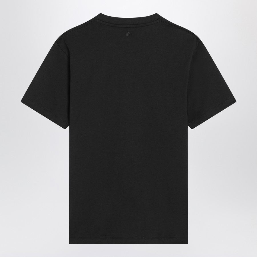 Ami Paris Short-Sleeve Black T-Shirt With Embossed Heart Detail