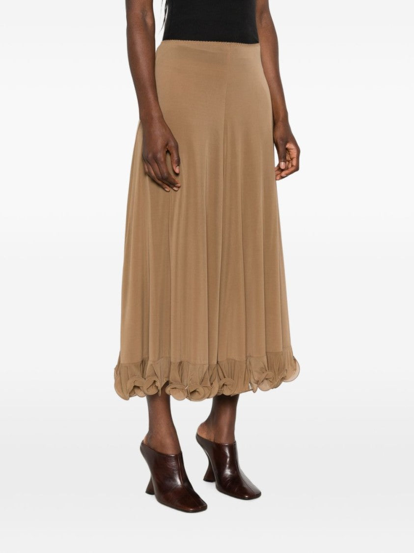 Moschino Gathered Ruffle Skirt With Brown Elasticated Waistband
