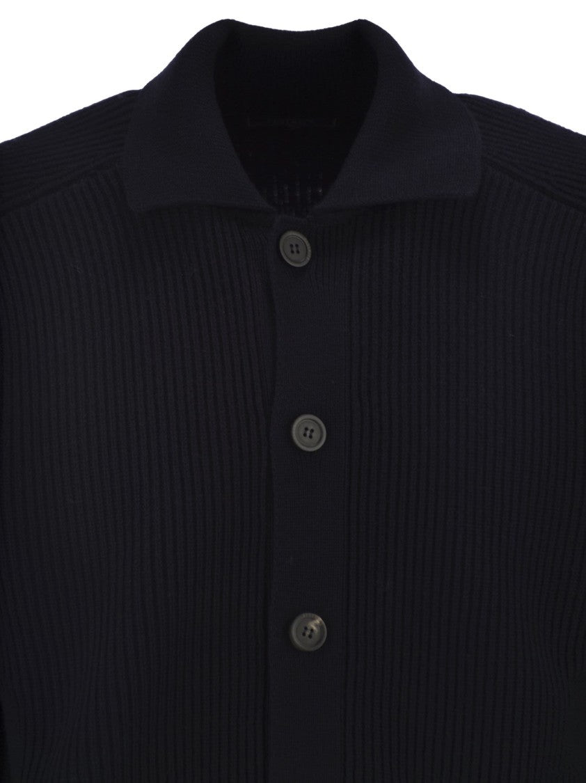 Peserico English Ribbed Wool Cardigan