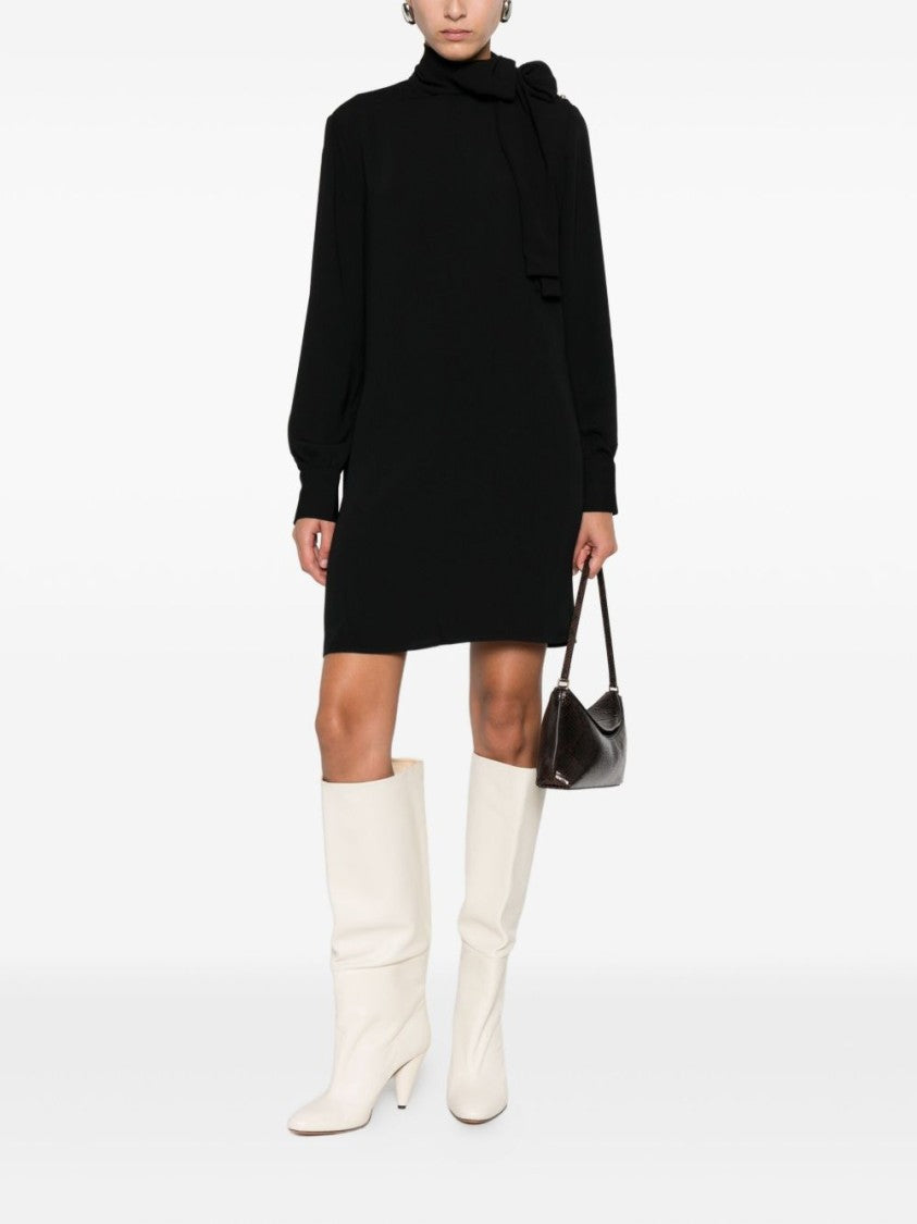 Liu Jo Black Mini Dress With Tied Bow Detail