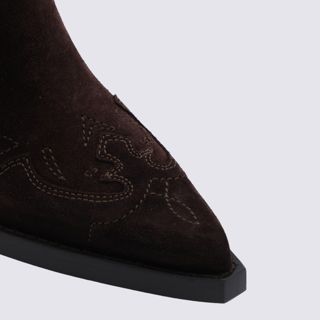 Paris Texas Pointed Toe Chunky Heel Boots With Decorative Stitching