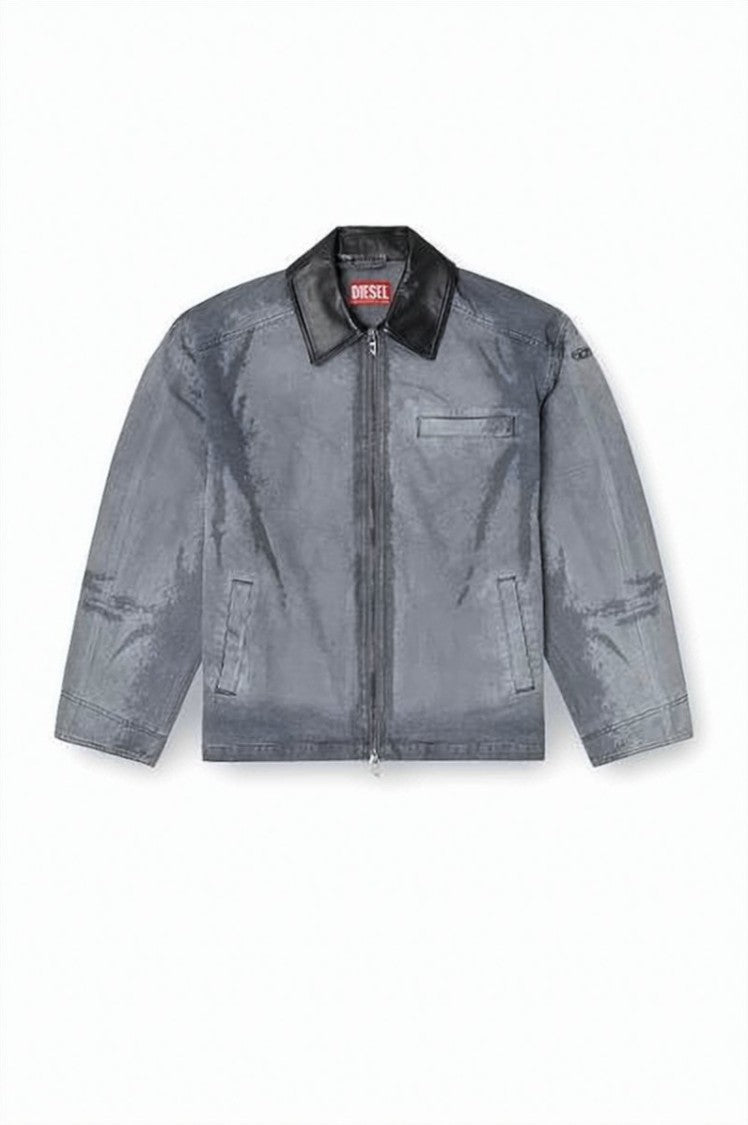 Diesel Cropped Grey Jacket With Contrasting Collar