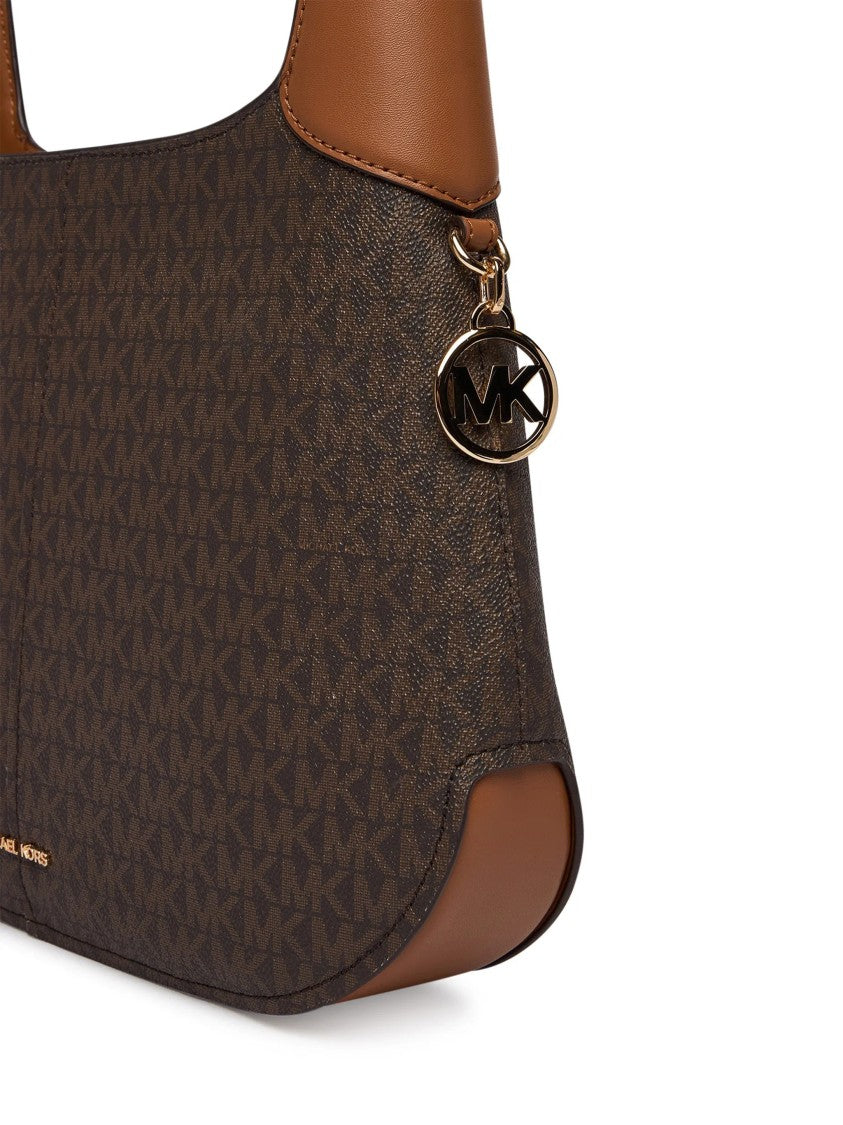 Michael Kors Dark Brown Monogram Curved Shoulder Bag
