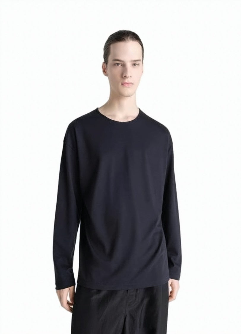 Lemaire Long-Sleeve Cotton-Silk Blend T-Shirt With Minimalist Design