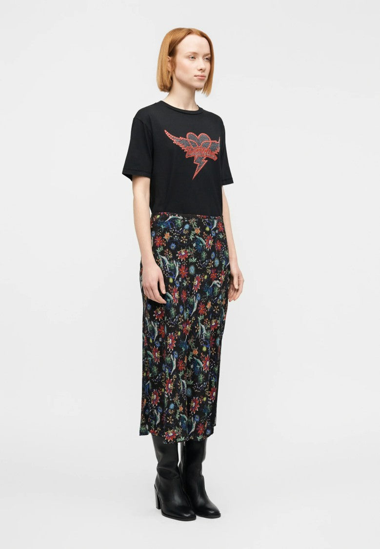 Zadig & Voltaire Midi Skirt With Floral And Abstract Pattern
