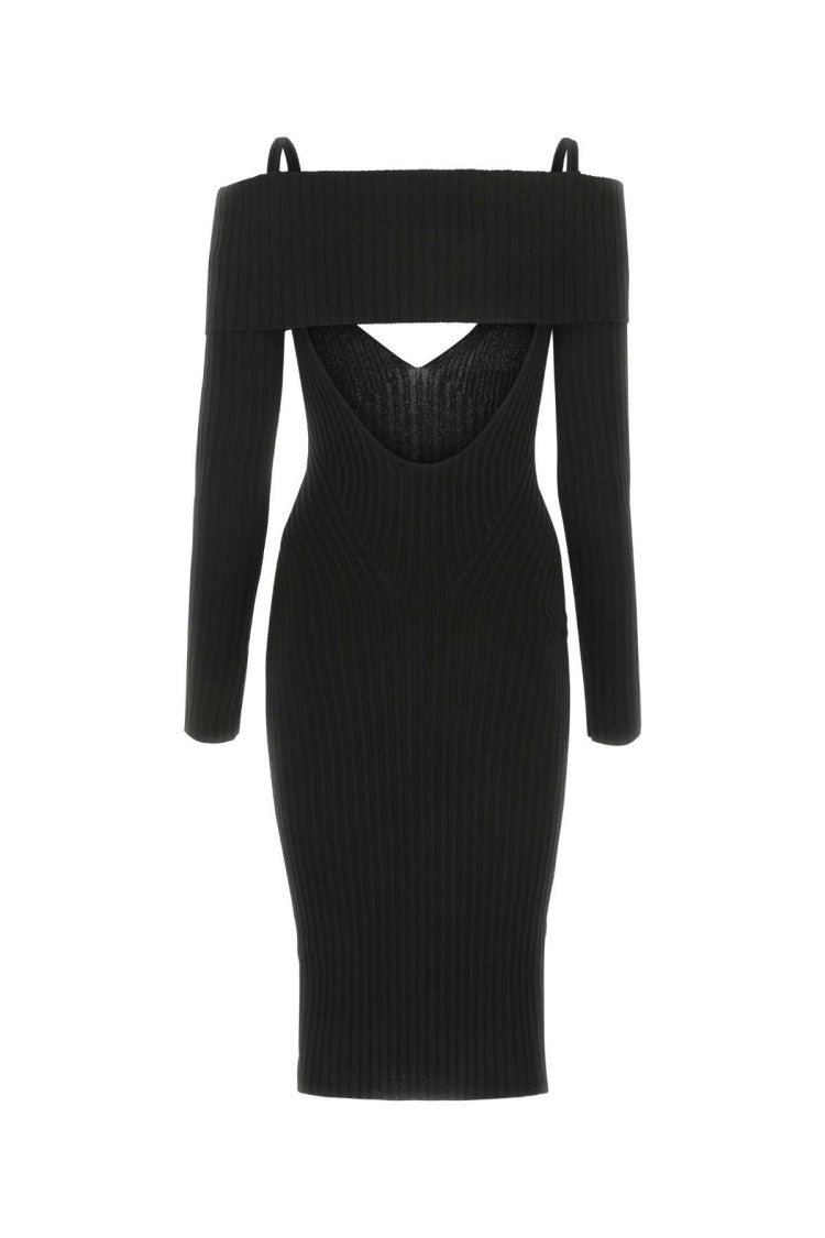 Andreâdamo Black Stretch Viscose Blend Dress