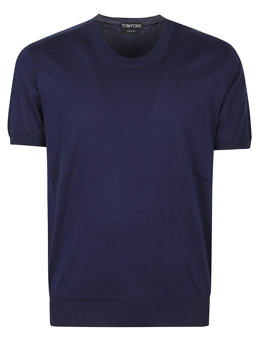 Tom Ford Navy Short Sleeve Cotton Sweater