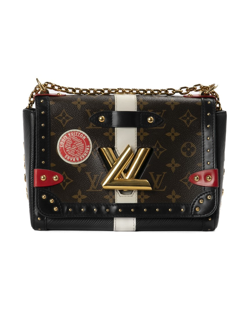 Louis Vuitton Black Monogram Studded Twist Mm Leather Shoulder Bag