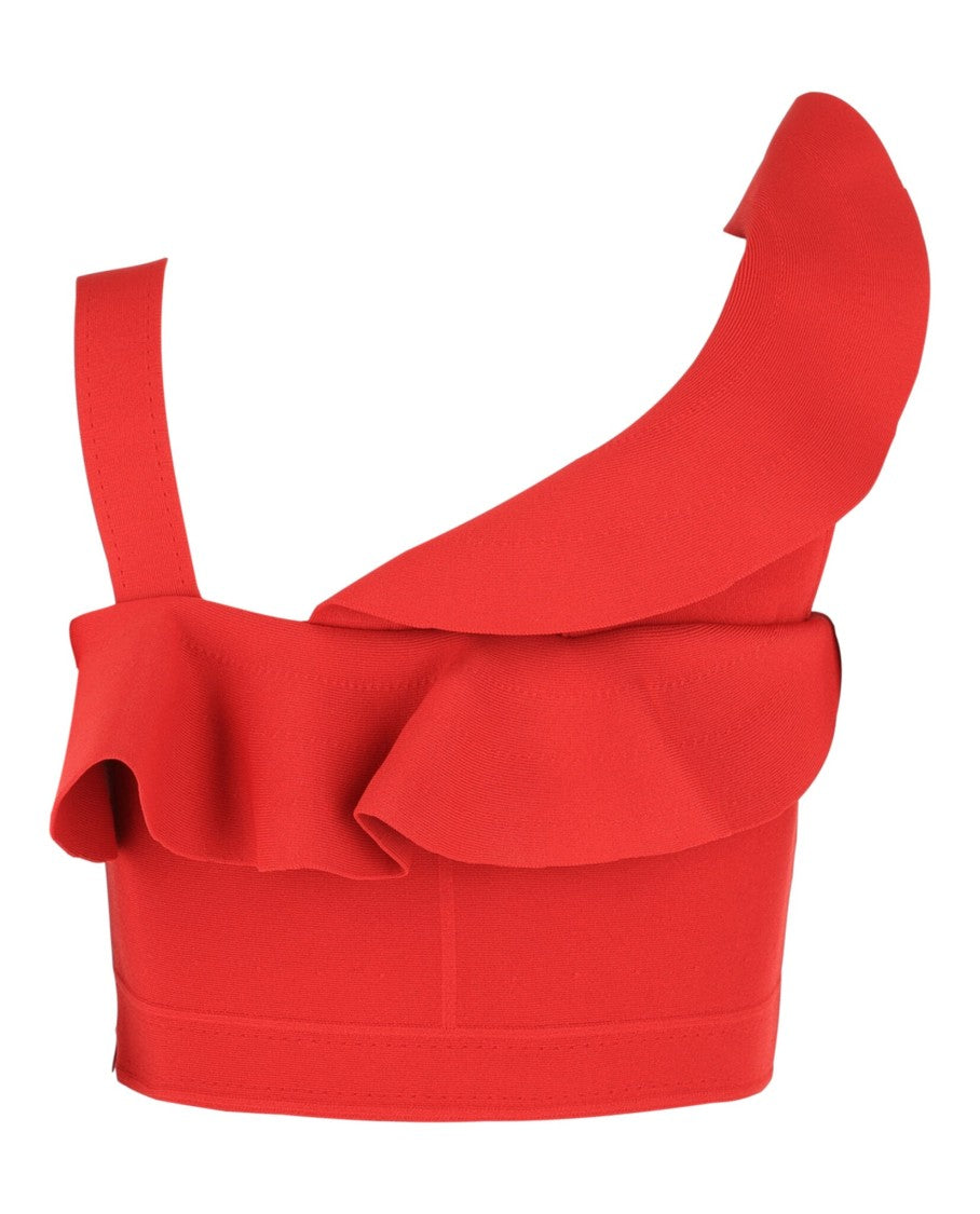 Alexander Mcqueen Ruffled Asymmetrical Cropped Top