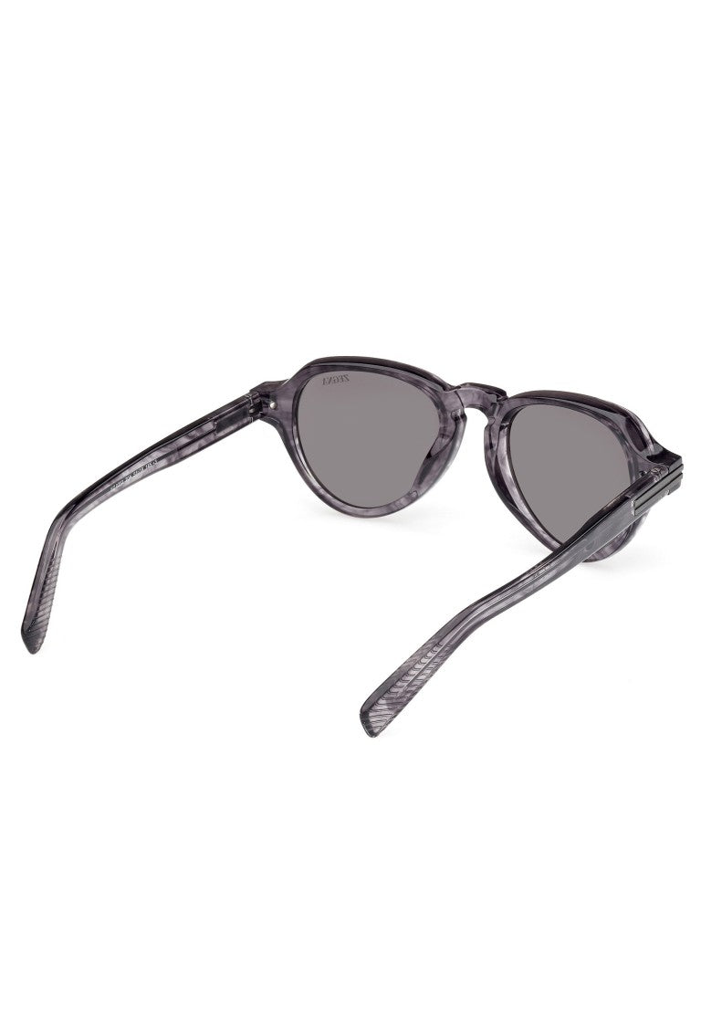 Zegna Dark Brown Acetate Sunglasses With Geometric Design