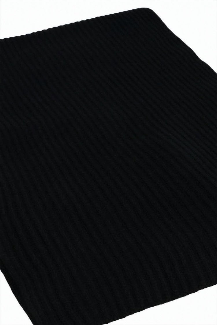 Jil Sander Ribbed Knit Wool Scarf With Contrasting Label