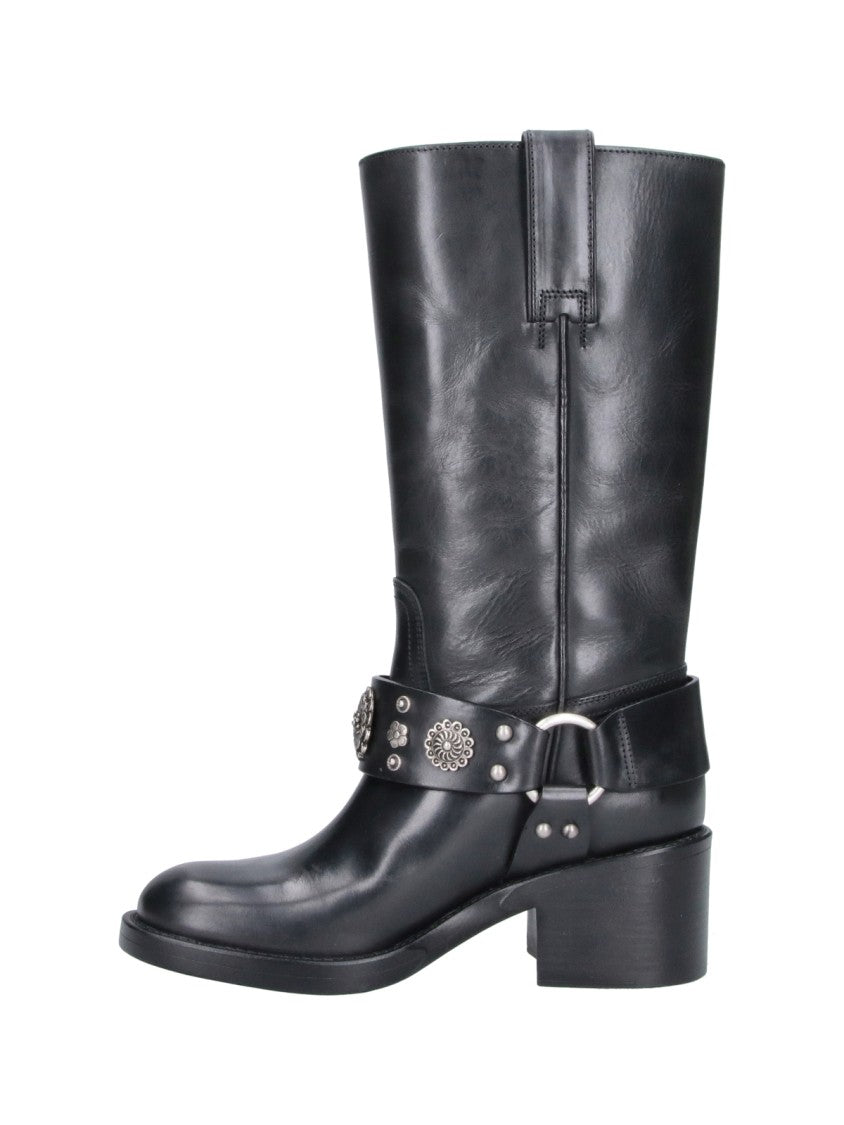 Chloé Black Dakota Studded Mid-Calf Boots