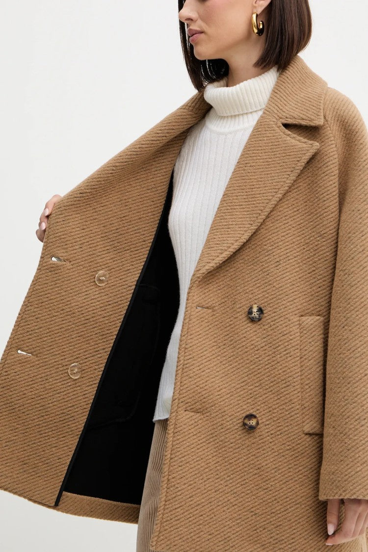 Max Mara Classic Mid-Length Camel Coat With Double-Breasted Design