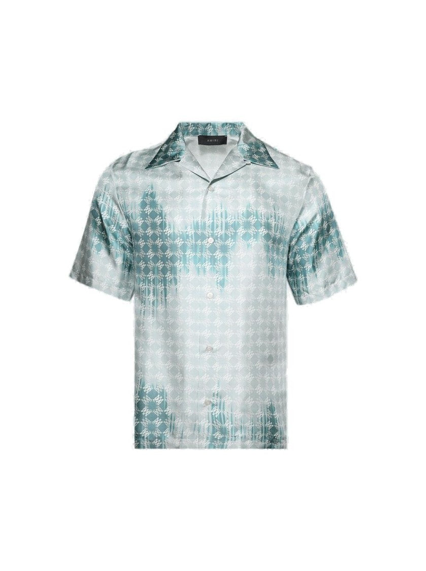 Amiri Quad Bleached Camp Shirt Marine
