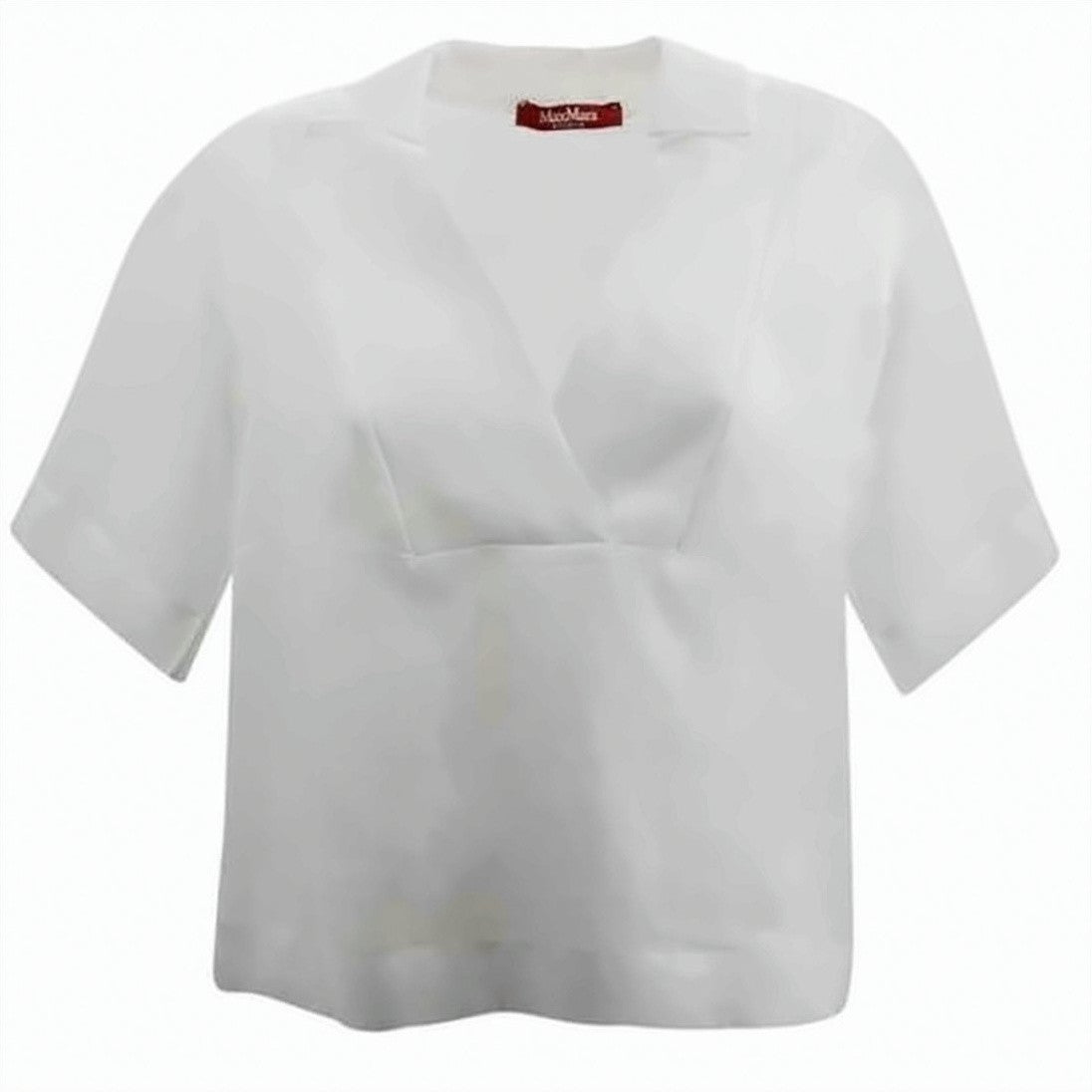 Max Mara Deep V-Neck Lamé Blouse With Short Sleeves