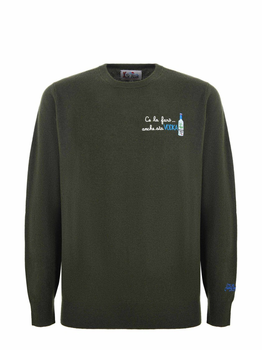 Mc2 Saint Barth Lightweight Green Sweatshirt With Embroidered Detailing