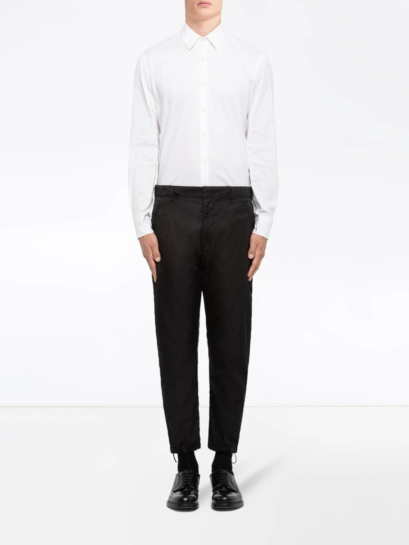 Prada Black Pantalone Tapered Matte Fabric Pants