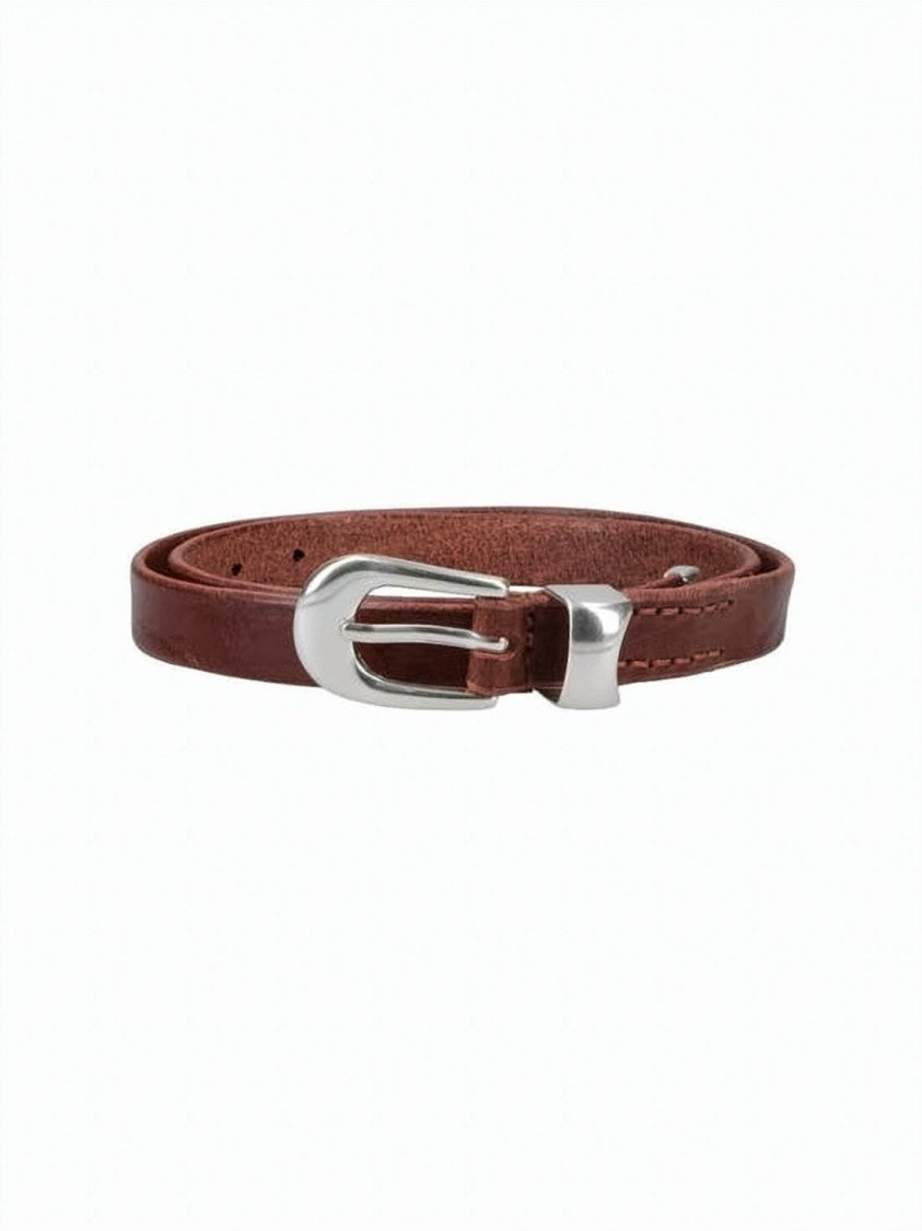 Our Legacy Cognac Cow Leather Belt With Polished Silver-Tone Buckle