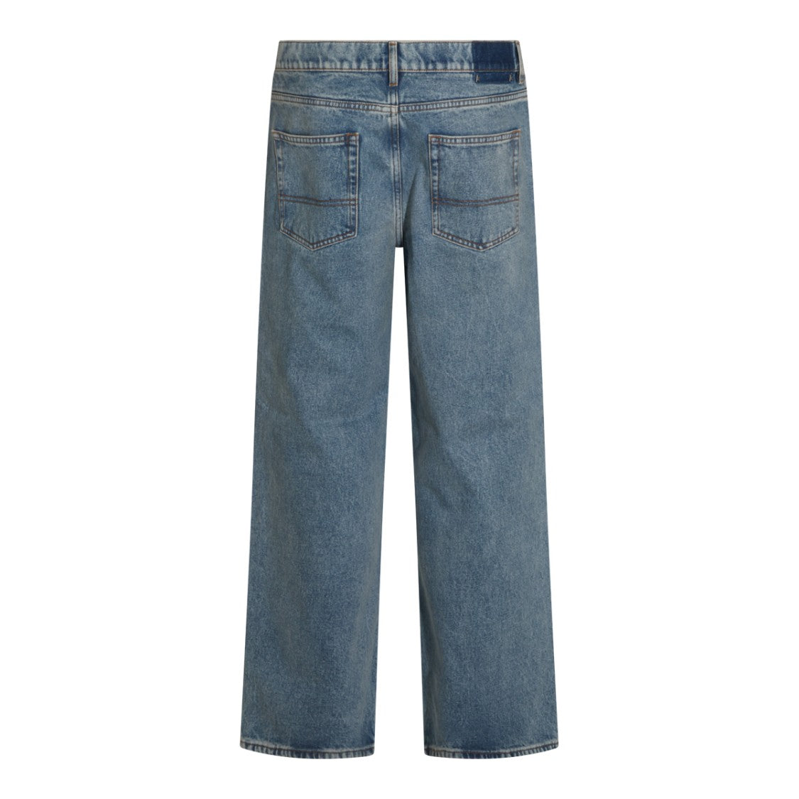 Golden Goose Vintage Blue Denim Parker Jeans With Wide Leg Design