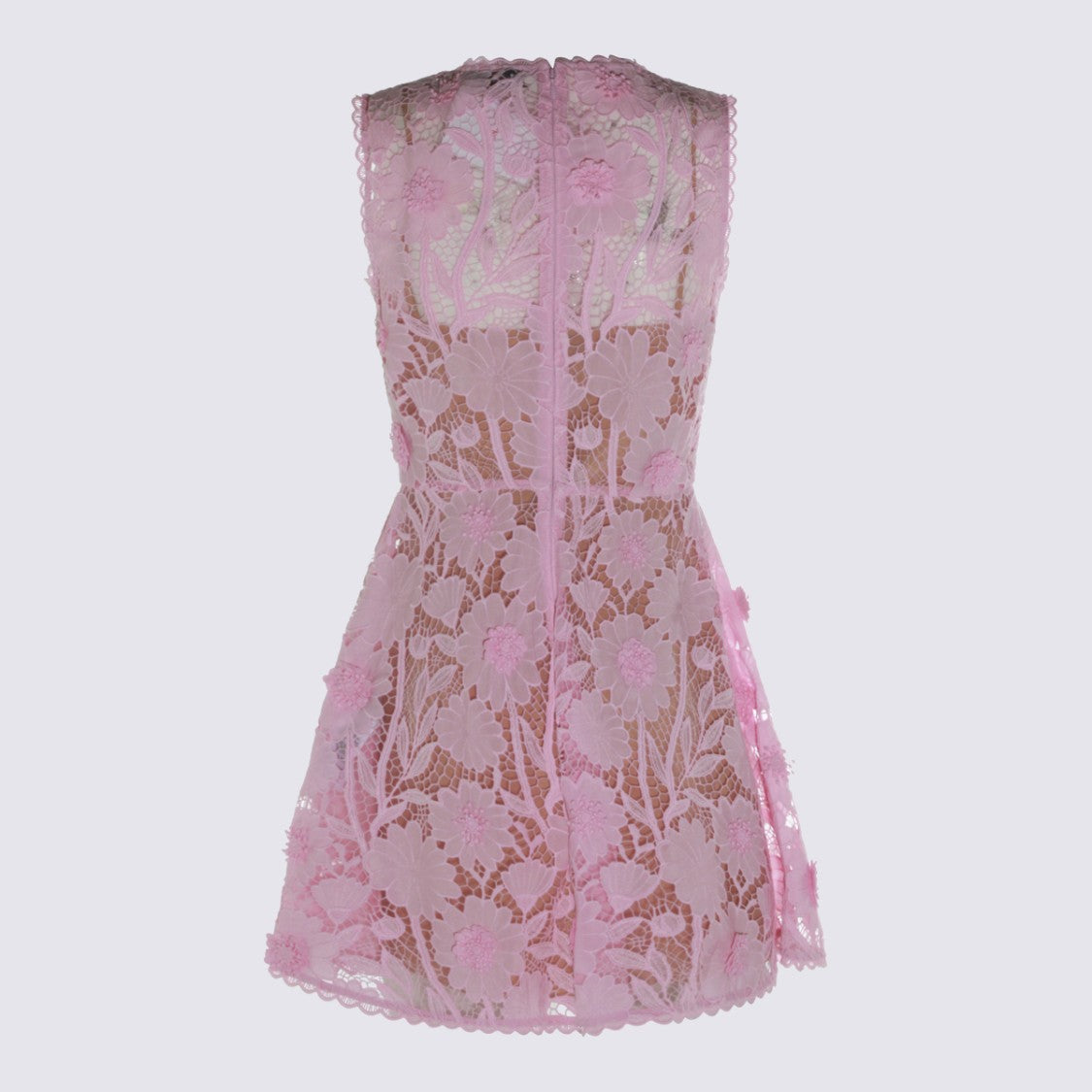 Self-Portrait Sleeveless Mini Dress With Floral Lace Overlay And Appliqués