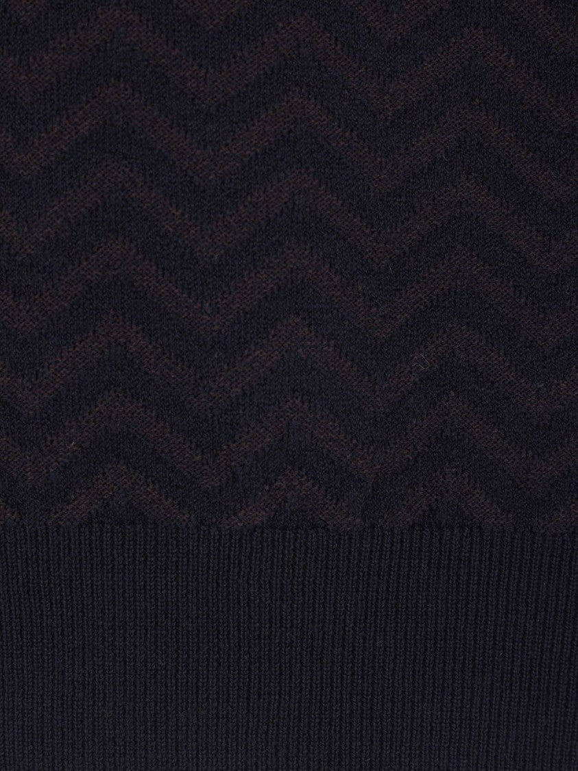 Giorgio Armani Chevron Pattern Long Sleeve Wool Blend Sweater