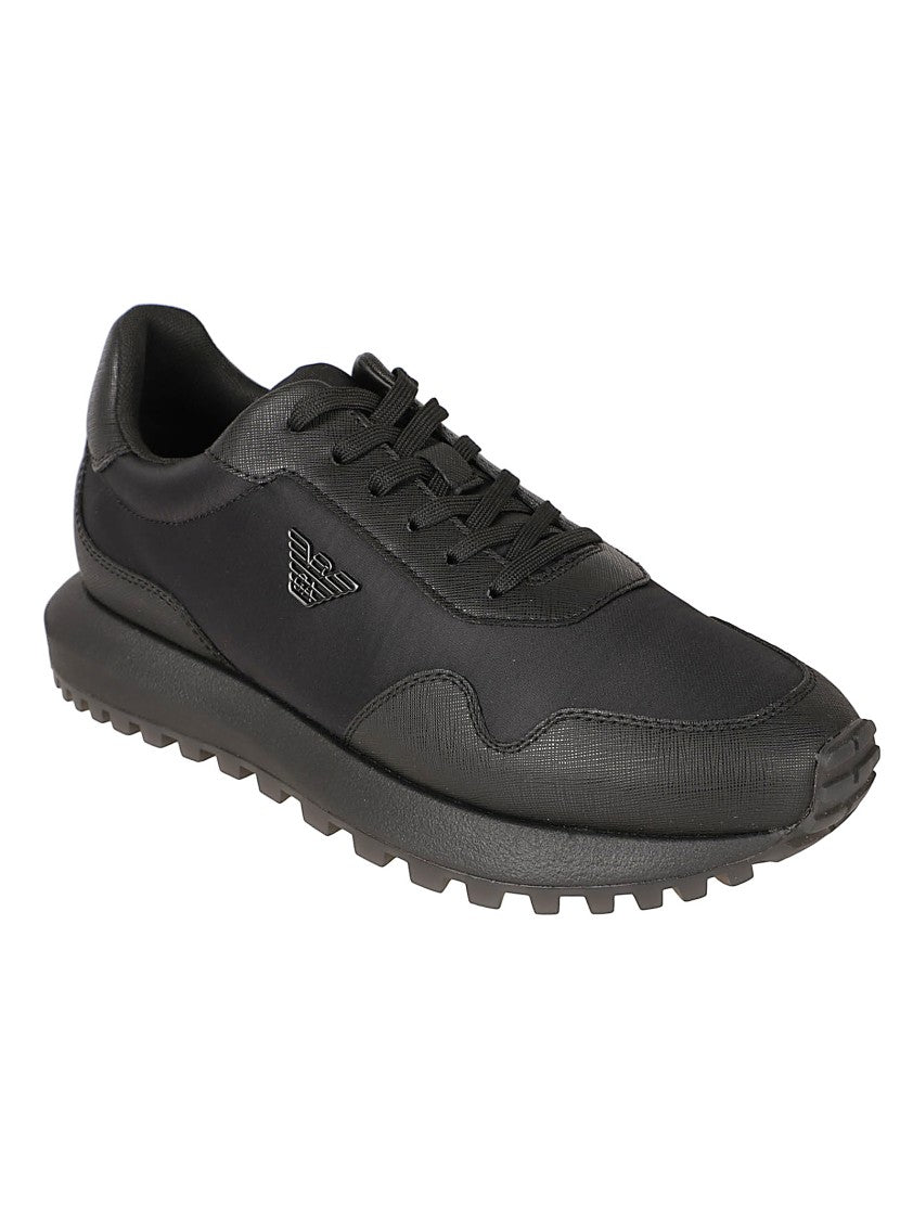 Emporio Armani Low-Profile Matte Finish Sneakers With Textured Sole